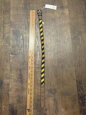 NWT Janie And Jack Belt 4-5 Navy Blue Gold Striped Leather Trim Casual