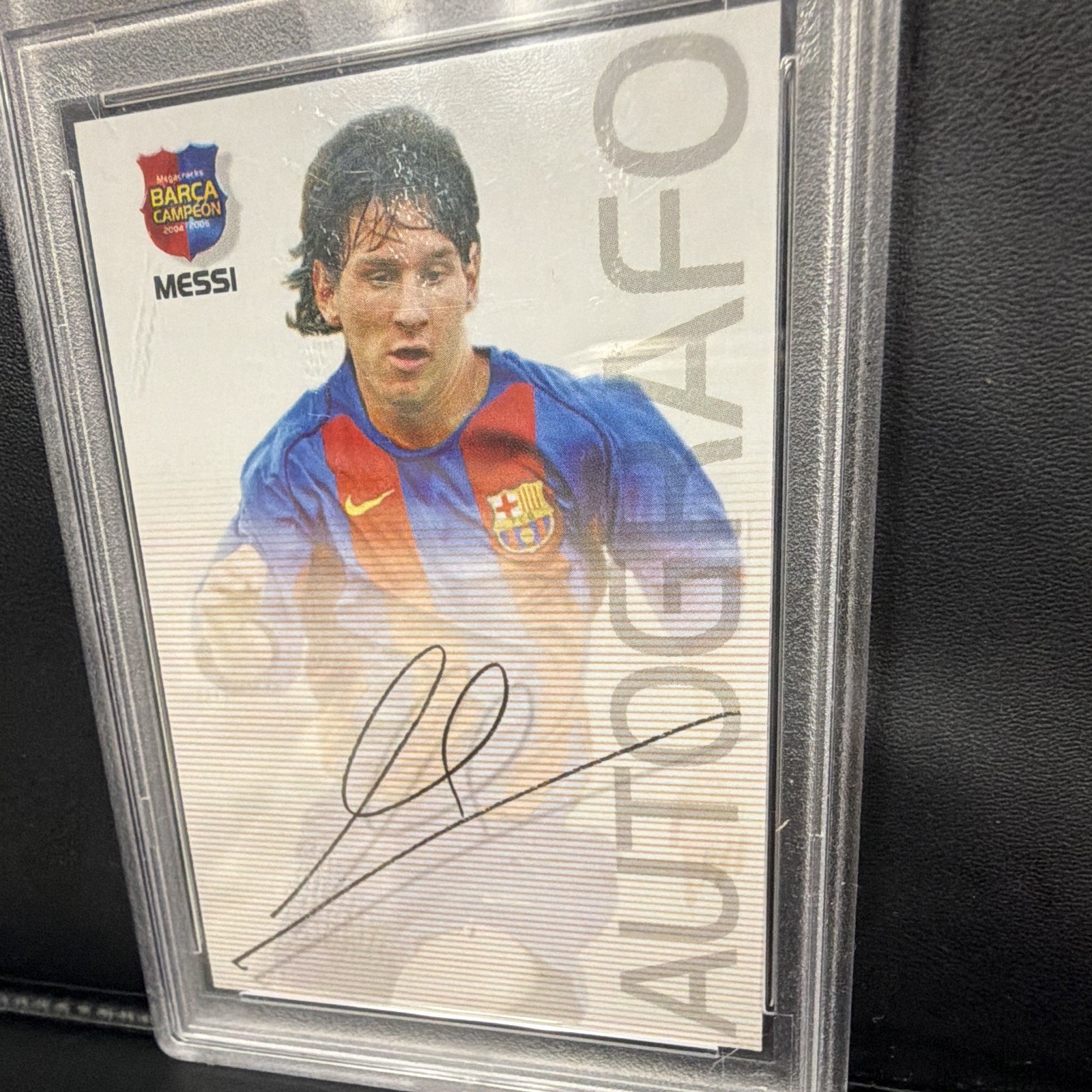 Panini 2004 Sports Mega Crk Barca-Campeon Lionel Messi Autographs Auto #89 PSA 8 view 3