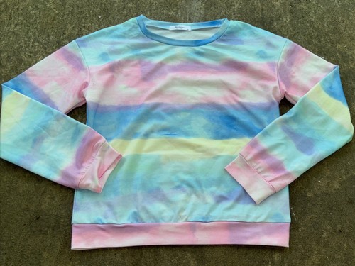 Arshiner Mädchen blau/pink Langarm T-Shirt Größe 10/12 gebraucht, in einwandfreiem Zustand