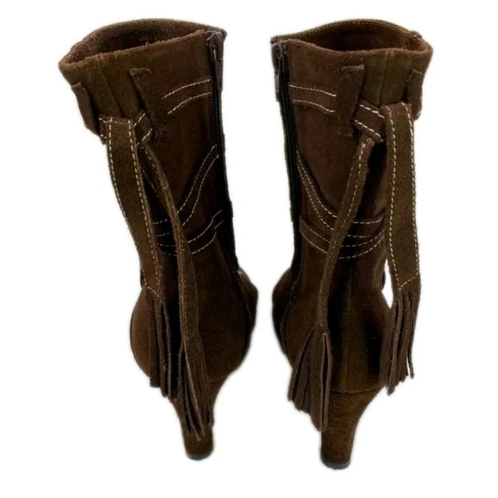 Bisou Bisou Leather Suede Boots By Michele Bohbot Women's Size 9.5 Brown - Image 3 of 4