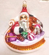 Christopher Radko Sleighful Santa Ornament 1995 Retired Glass 5.75 