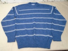 Vintage Le Tigre Mens Sweater Large Blue Stripes Crewneck Pullover 80's Retro
