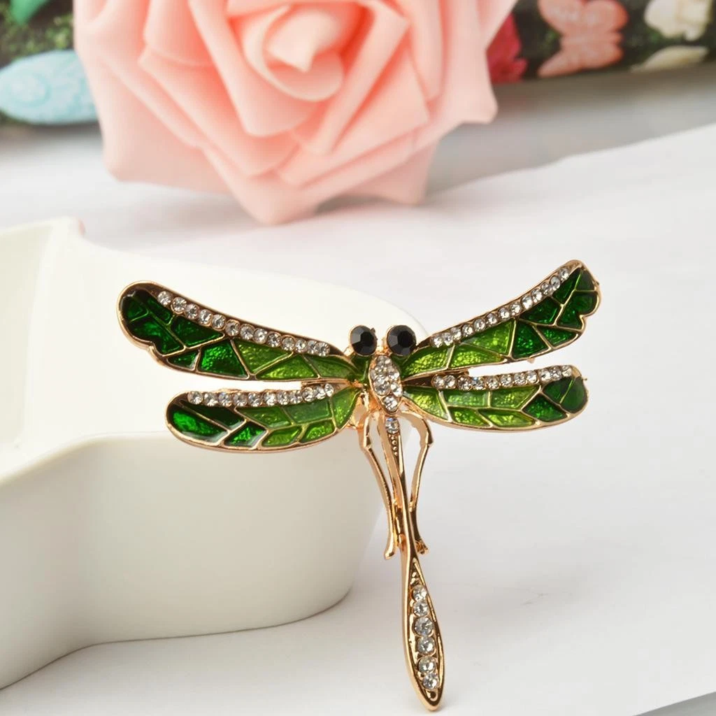 Spilla A Forma Di Libellula Con Strass In Cristallo – Gioiello Donna E Ragazza, Elegante E Brillante, 9x7,5 Cm