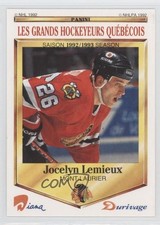 1992 Panini Diana/Durivage Les Grands Hockeyeurs Quebecois Jocelyn Lemieux 1s7