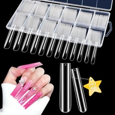3XL Clear Full Cover Nail Tips for Acrylic Nails Professional, 240PCS Extra L...