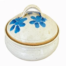 Artisan Studio Pottery Covered Dish Bowl Lid Signed MJR