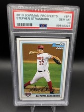 2010 Bowman -Prospects Stephen Strasburg #BP1 Facsimile Autograph (RC) GEM MT 10