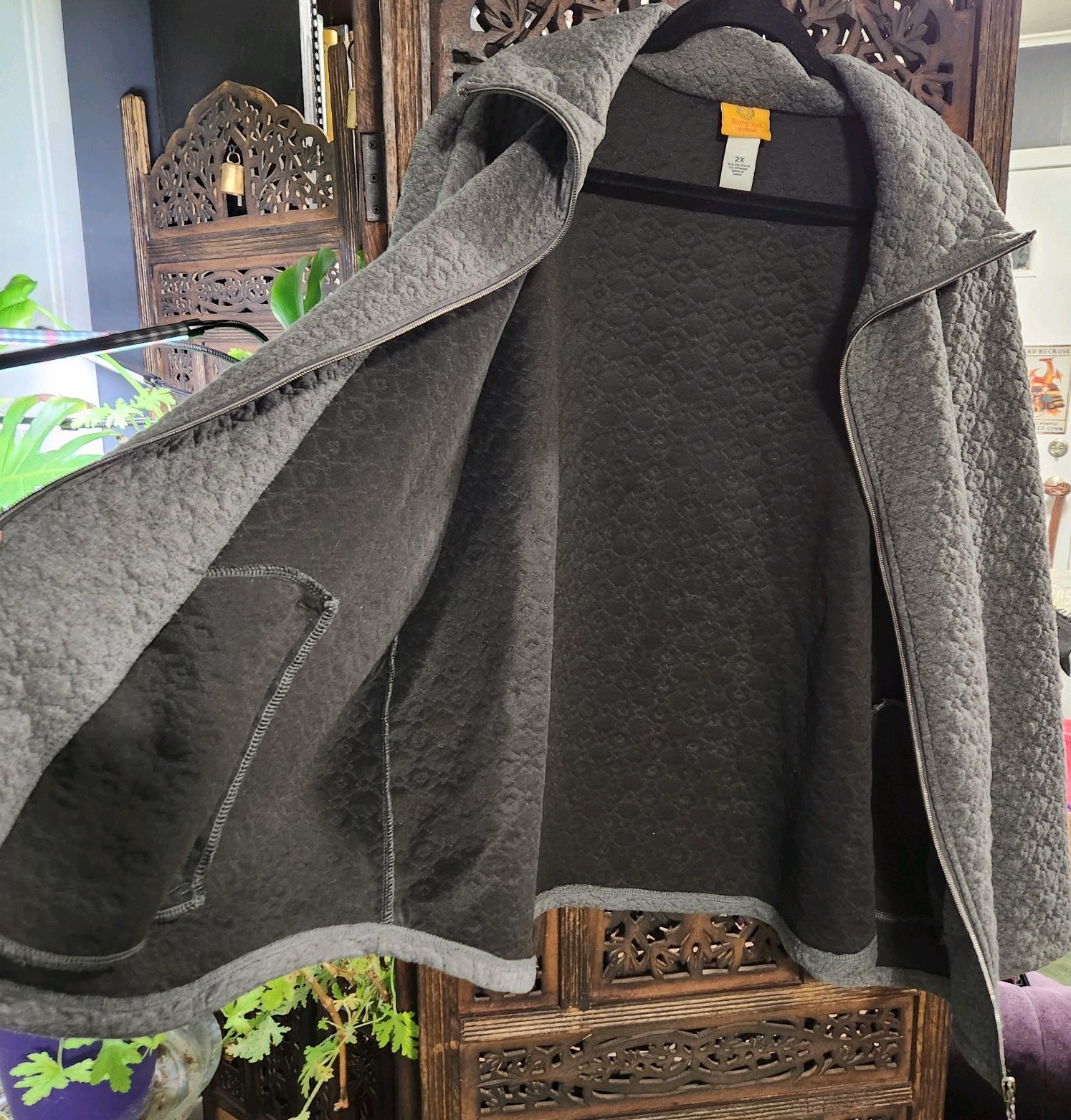 Ruby Rd Quilted Gray Full Zip Jacket Coat Women S… - image 15