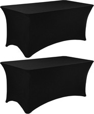 2 Pack 6FT Spandex Table Covers Washable Wrinkle Resistant Stretch Table Cloth