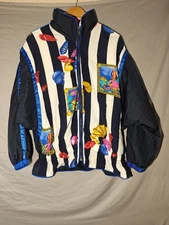 Vintage Foxrun Fish Print Tropical Size Medium Windbreaker Track Jacket Y2K