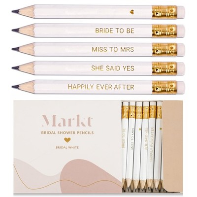 White Mini Heart Pencils for Bridal Shower Games Small Pencil Set for Prizes