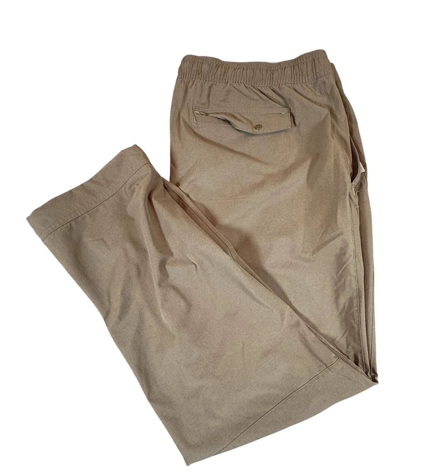 LL Bean Pants Mens XL Olive Green Elastic Waist Hiking Outdoor Drawstring Travel