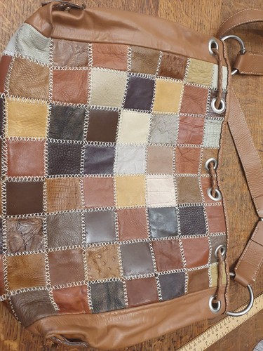 Bolso Cartera Boho Bandolera Vintage Retazos 100% Cuero Gamuza Forro Hippy Retro - Imagen 20 de 23