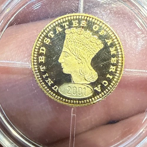 2001 American Mint Indian Head Dollar .585 Gold .5 Gram Coin