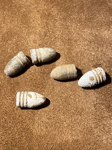 5 Antique Civil War Minie Balls Lead Bullets Artifacts Dug 3 & 2 Rings
