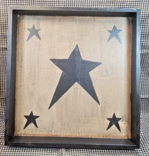 PRIMITIVE BLACK STAR CRACKLE TRAY DISPLAY TRAY WALL HANGER