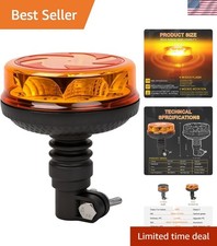 Amber LED Rotating Beacon Light - 6 Modes Flashing Warning Strobe for Trucks,