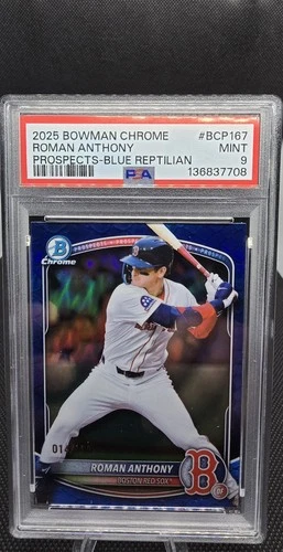 ROMAN ANTHONY 2025 Bowman Chrome BLUE REPTILIAN REFRACTOR  /150 PSA 9 🔥