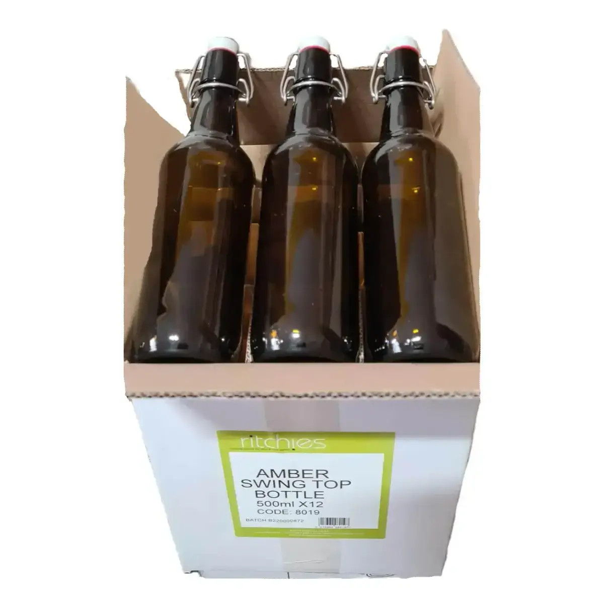 Swing Top Beer Bottles - Amber 500ml x 12