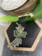 2.25x1.25  Flower Gold-tone Rhinestone Brooch Lapel Pin New Free Ship B6618