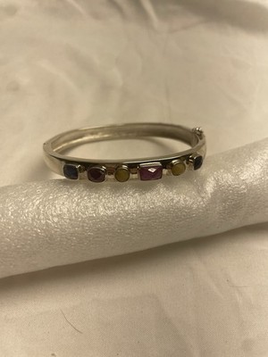 Sterling Silber Armreif mit mehrfarbigem Rohschliff Amethyste Verschluss 925 kostenloser Versand 