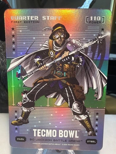QUARTER STAFF Bo Jackson Battle Arena Tecmo Bowl #S101 STAFFORD Steel Battlefoil
