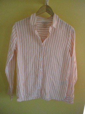Barbour,Leinen Bluse,Orange+Weiß gestreift,Gr.36,Brustw.49cm.,Länge 60cm.