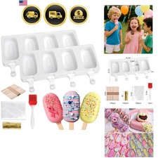 2 Pack Silicone Cake Pop Molds with 100 Sticks & Parcel Bags, 8 Cavity Reusab...