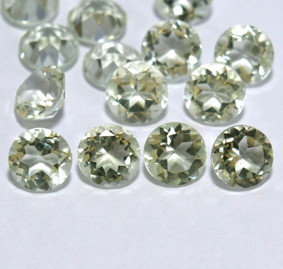 Green Amethyst Round Faceted Cut 7x7 MM 6 Pcs Lot Calibrated Loose Gemstones E - Image 2 of 4