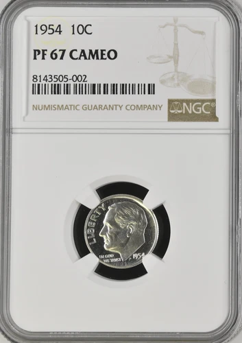 1954 Proof Roosevelt Dime NGC PF67 CAMEO