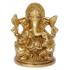 Brass Ganesh Bhagwan Idol Ganesha Statue Ganpati Murti for Home Entrance 3.75"H