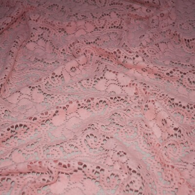 Solstiss double border pink lace fabric French lace cotton blend