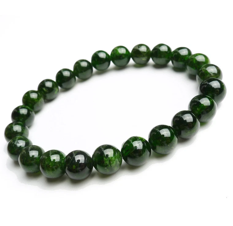 Genuine Natural Green Diopside Gemstone Round Beads Bracelet 8mm AAAAA - Image 2 of 4