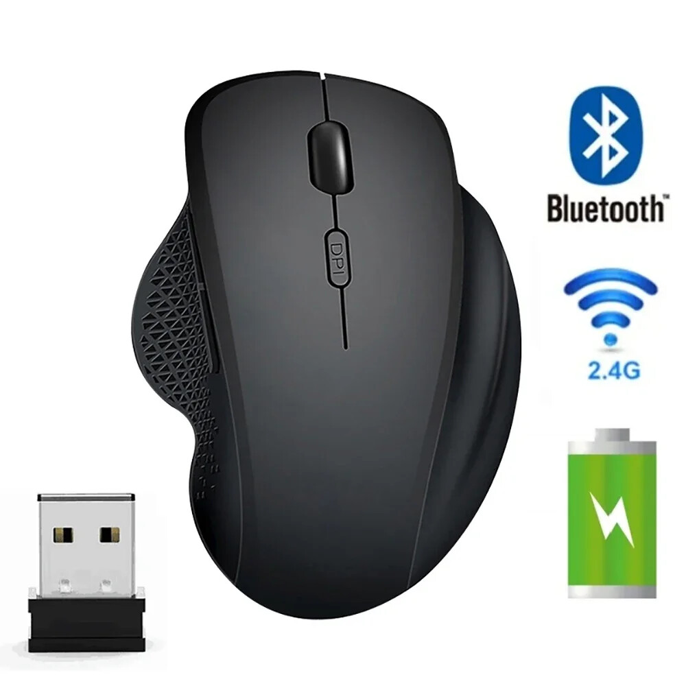 Ergonomic Wireless Mouse with USB Receiver and 6 Buttons for PC-image