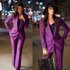 Purple Women Suits Ladies Tuxedos Evening Party Blazer Formal Wear For Wedding