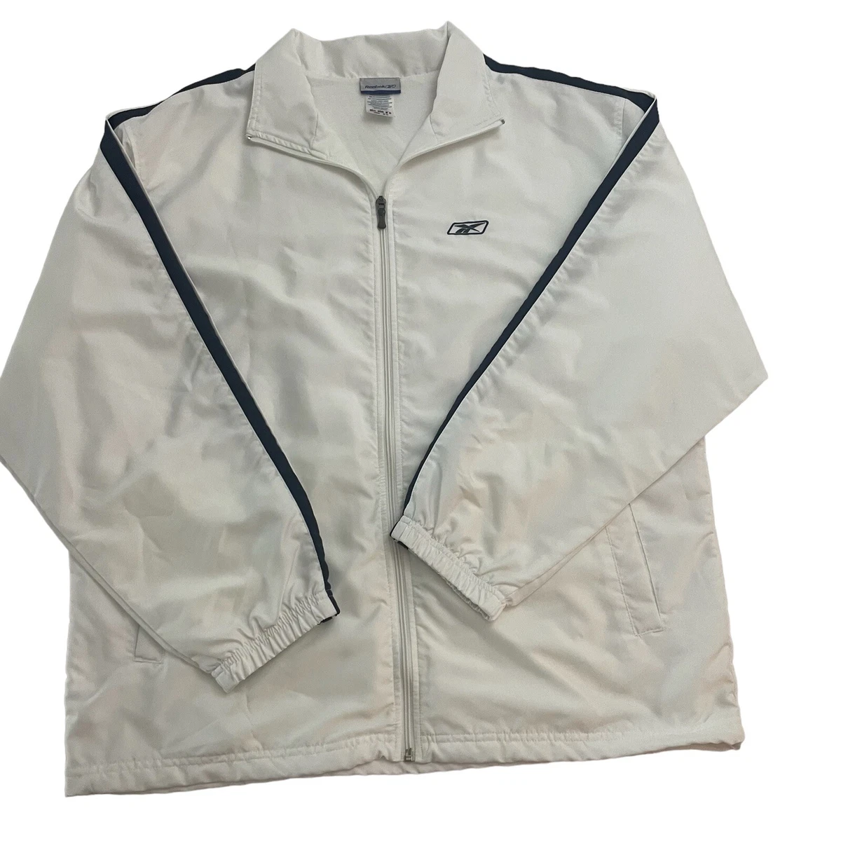 Vintage Reebok Windbreaker Jacket 2000s Logo White Nylon Size L