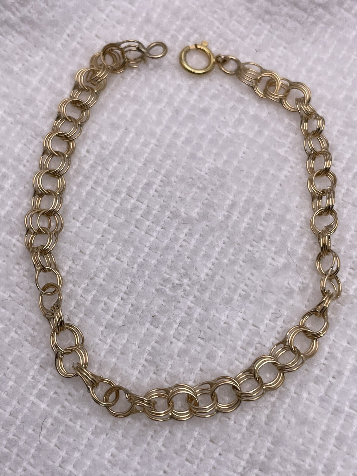 14K Yellow Gold 5mm Triple Chain Link Charm Bracelet, Size 6.75 eBay