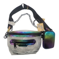 Steve Madden NYC Iridescent Womans Clear Hobo Crossbody Stadium  Arena Approved