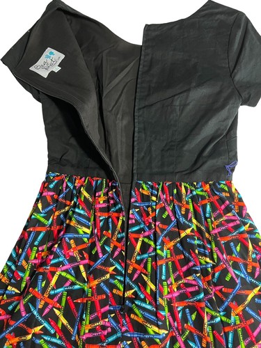 Bea Dot ModCloth Dress Women's Small Black Crayon Print Short Sleeve Cotton USA - Picture 14 of 16