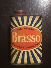 Vintage Brasso Metal Polish, Empty Metal Container, 7 1/4 Oz. Display Piece