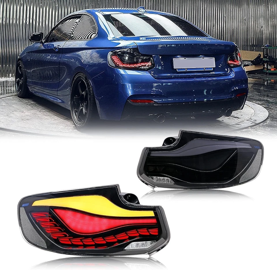 New Smoked Fits BMW 2 Series 2014-2021 F22 F23 F87 228i 230i LED GTS Tail Lights - Image 2 of 4
