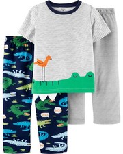 NWT - Carter's Baby Boy Cute Crocodile 3-Piece Loose Fit PJs Pajamas Set 18M 