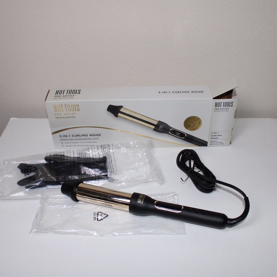 HOT TOOLS Pro Artist 24K Gold Collection 2 In 1 Curling Iron Long Lasting Curls - Image 2 of 4