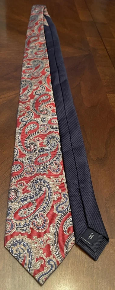 Corbata Roundtree & Yorke roja azul 100 % seda para hombre hecha en China Foto 3 de 4