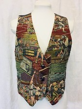 Vintage Tapestry Sports Vest Women Small Lined Football Baseball Basketball 1990