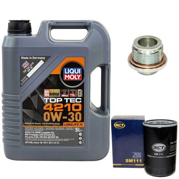 MotoröL Set 0W-30 5 Liter + ÖLfilter + ÖLablassschraube FüR Audi 100 Vw Passat-image