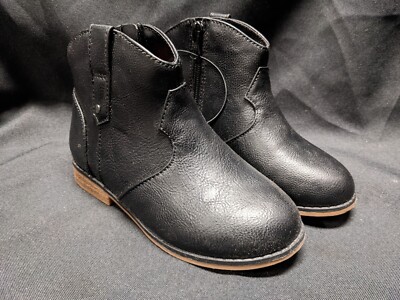 New Toddler Girls' Tiffy zip up Black ankle Boots Booties Cat