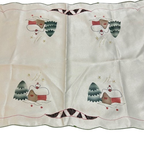Runner da Tavolo Vintage Slitta Natalizia 42” X 14 Beige Chiaro Tan Babbo Natale Renna - Foto 5 di 11