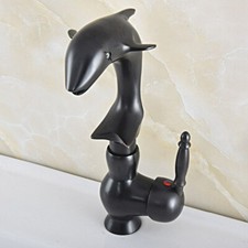 Oil Rubbed Bronze Dolphin Shape Bathroom Kitchen Sink Faucet Mixer Tap esf844