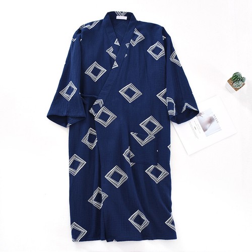 Japanische Baumwolle Yukata Pyjama Kimono Morgenmantel Bademantel Nachtwäsche Loungewear Unisex - Bild 4 von 15